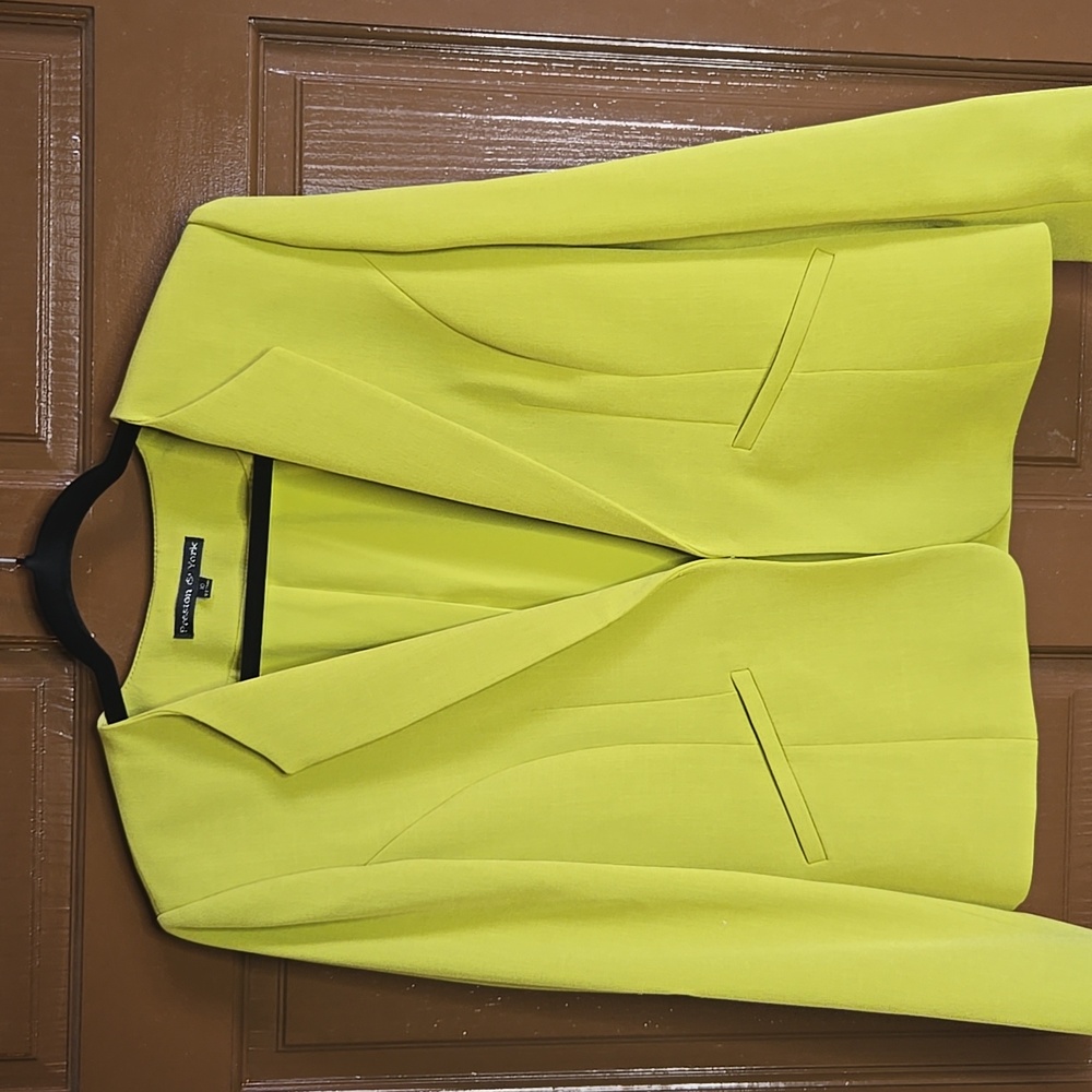 Preston & York-Chartreuse green short blazer with faux pockets Sz 10